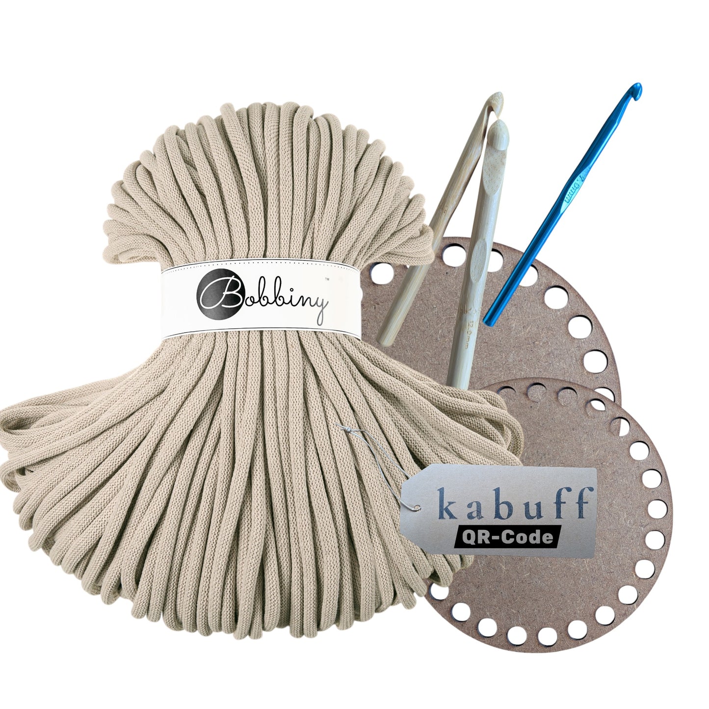 DIY Häkelset mit Jumbo Garn – Korbset Beige