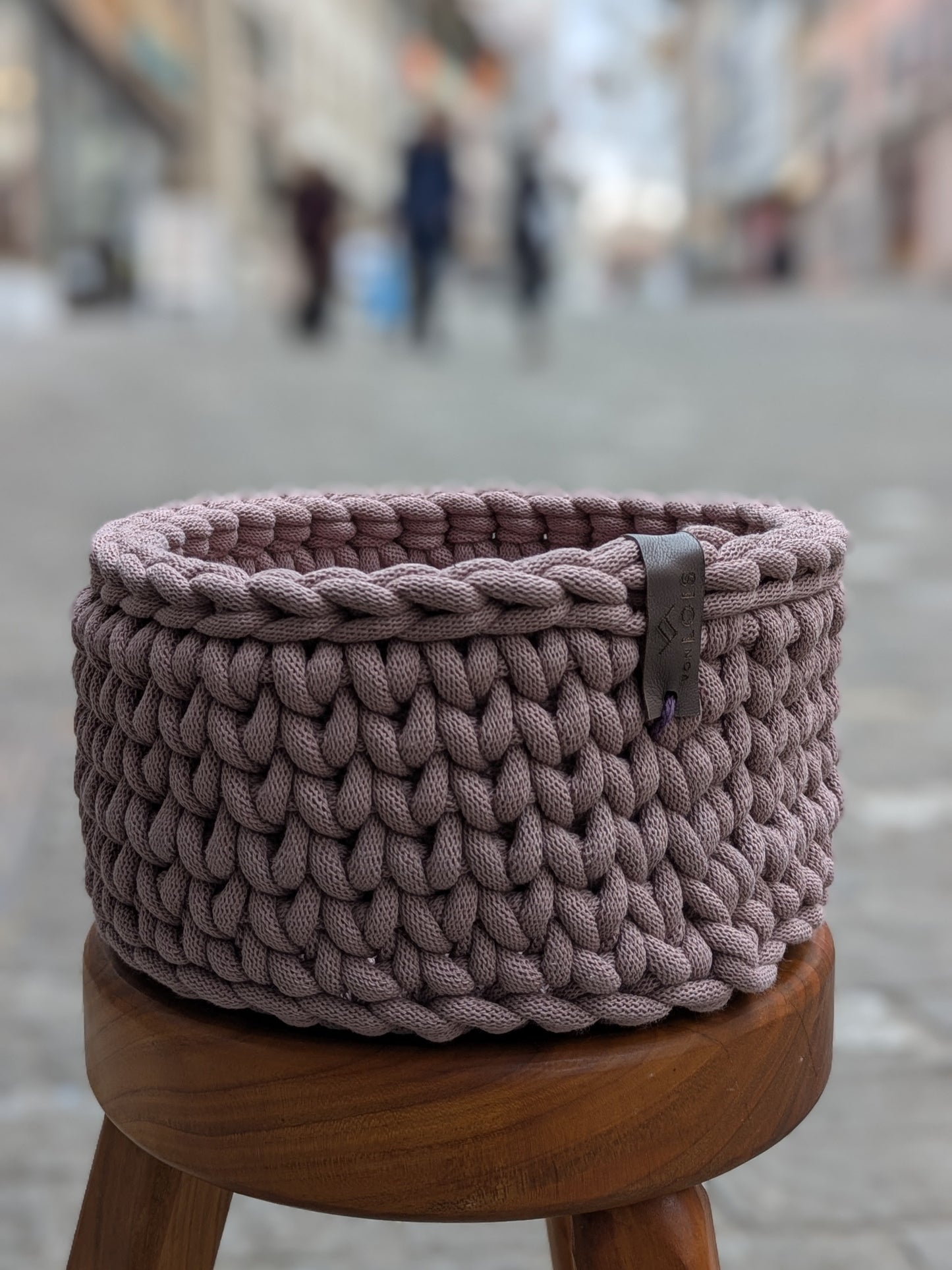 handgemachter Grobstrickkorb aus Baumwolle