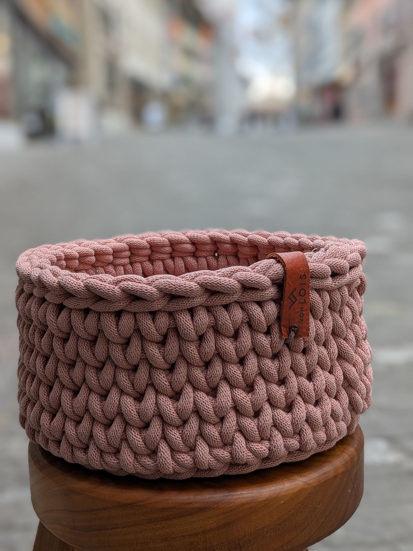 handgemachter Grobstrickkorb aus Baumwolle