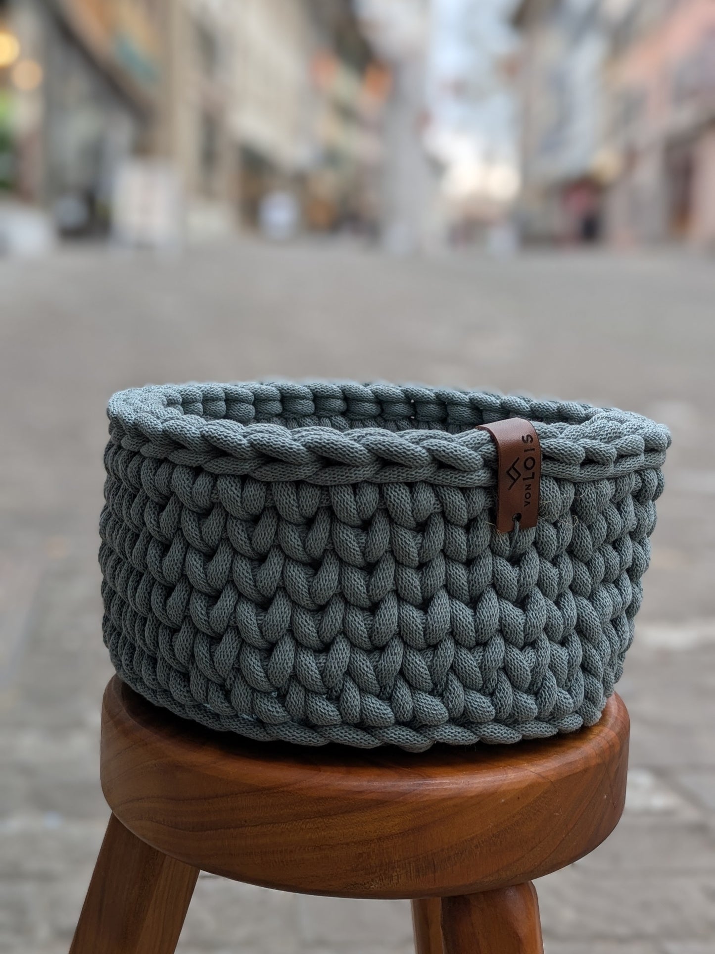 handgemachter Grobstrickkorb aus Baumwolle