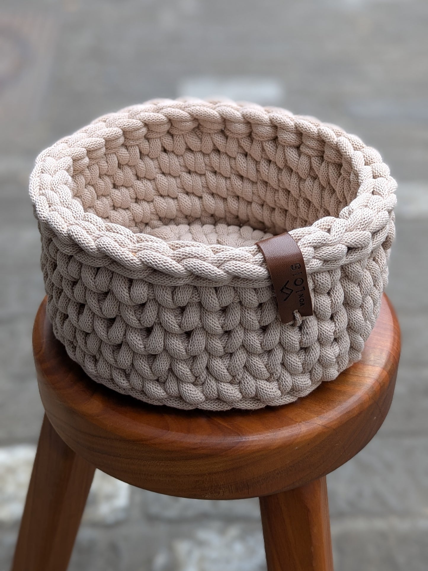 handgemachter Grobstrickkorb aus Baumwolle