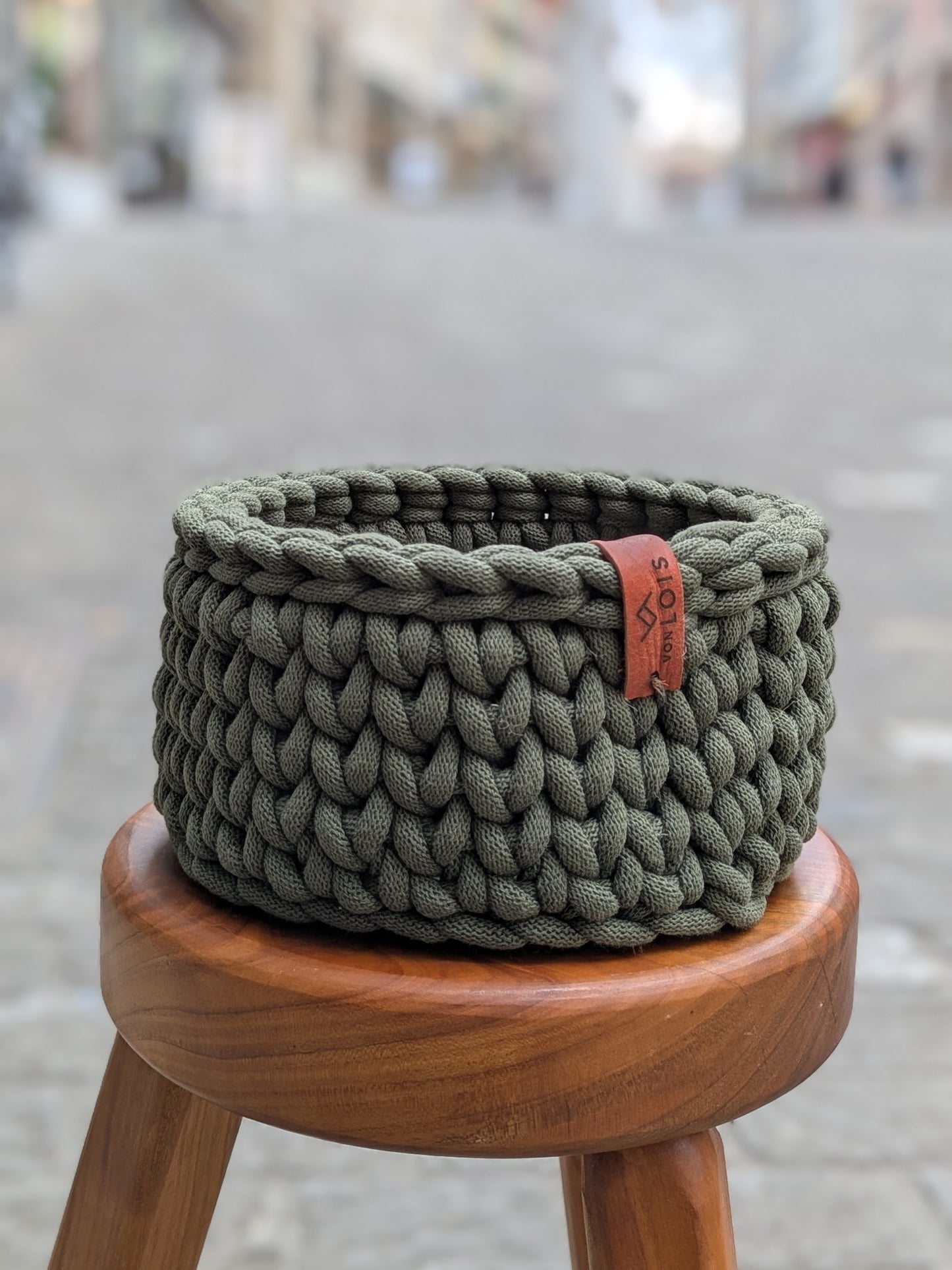 handgemachter Grobstrickkorb aus Baumwolle