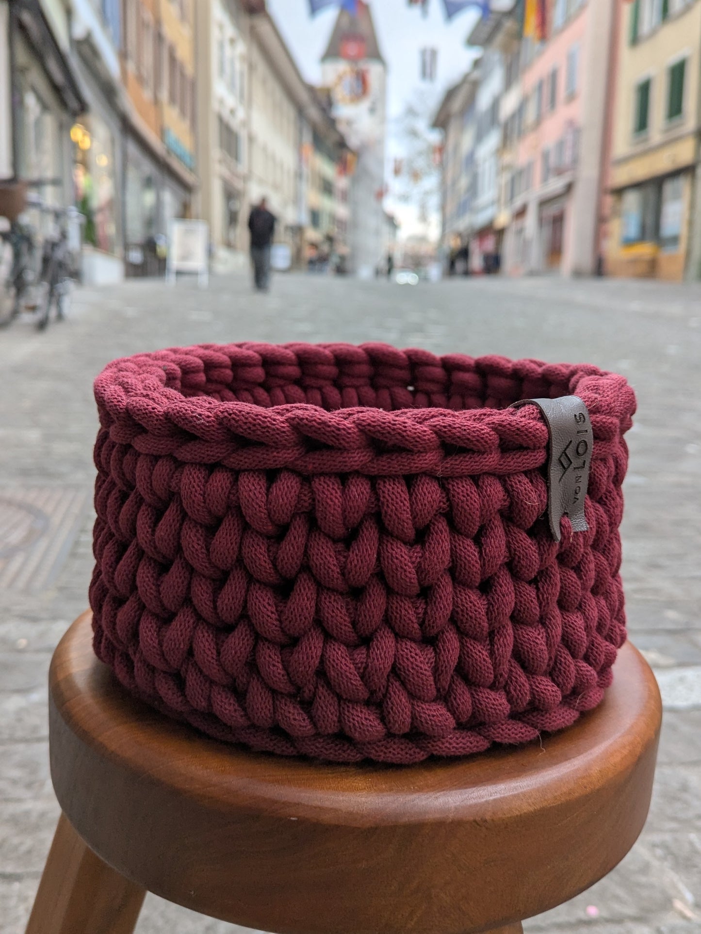 handgemachter Grobstrickkorb aus Baumwolle