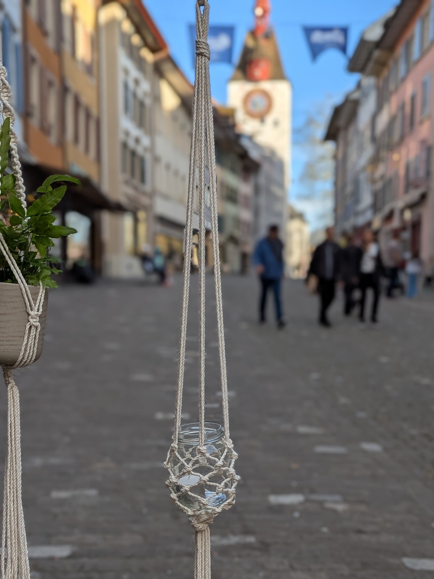 Makramee Windlicht – mit Glas