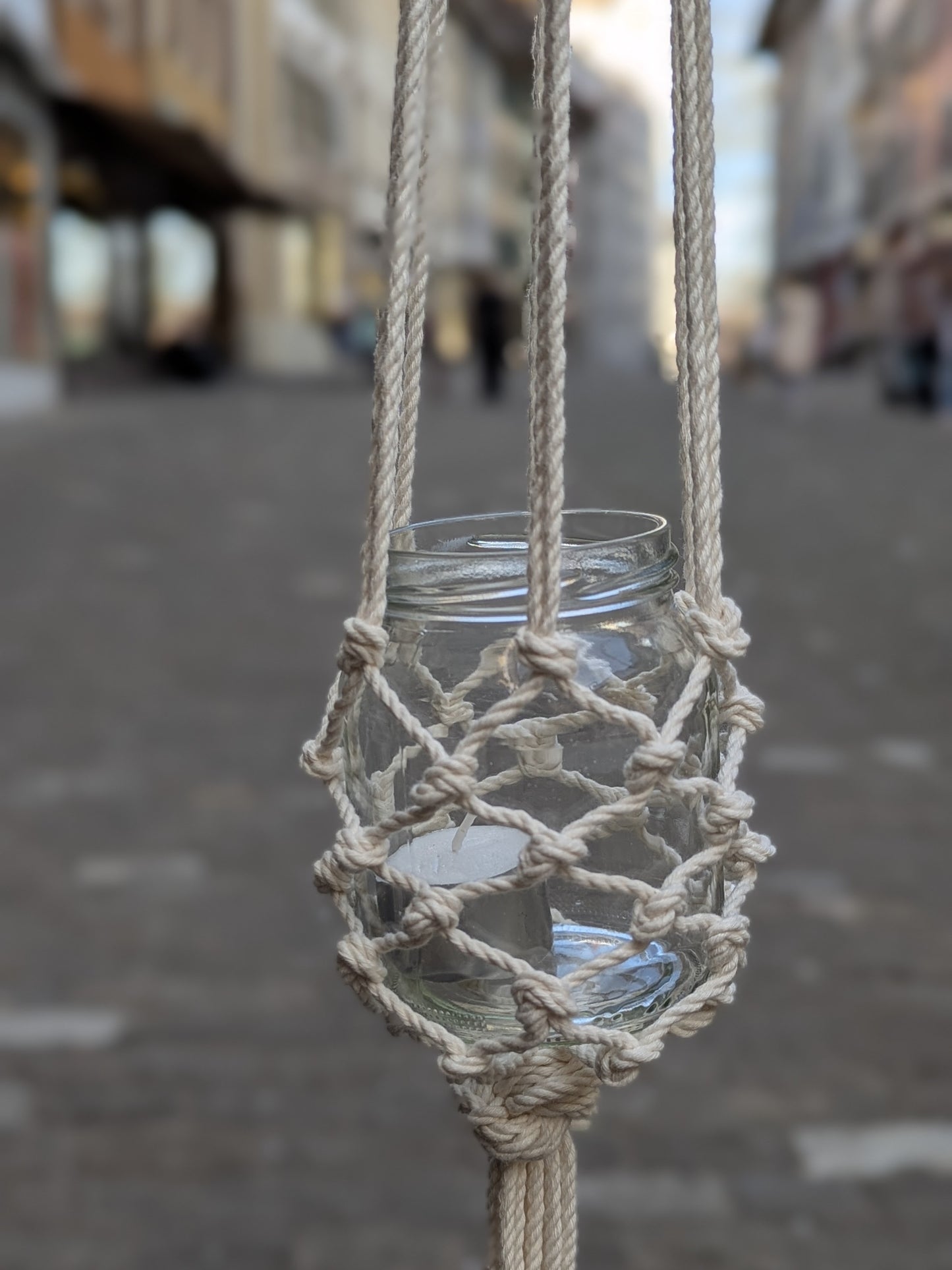 Makramee Windlicht – mit Glas