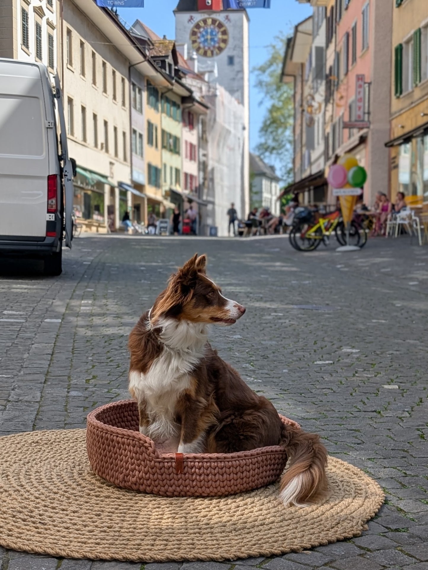 Handgehäkeltes Hundebett aus Baumwolle – Braun| Ø 60 cm