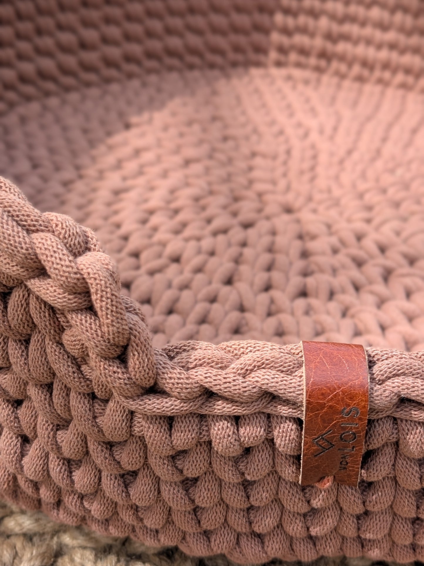 Handgehäkeltes Hundebett aus Baumwolle – Braun| Ø 60 cm