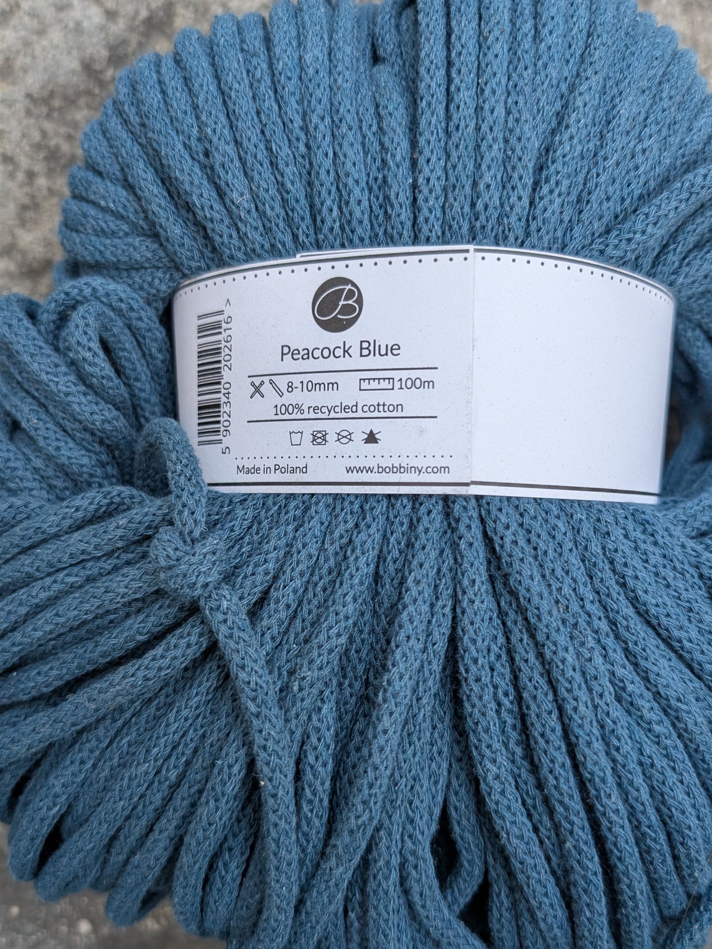 Set Bobbiny Garn 5 mm + Häkelnadel 9 mm Teal