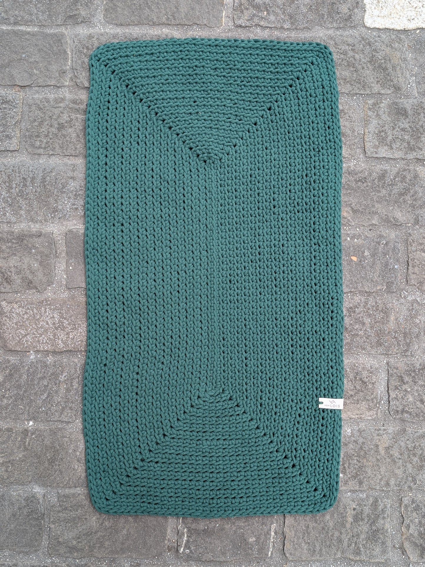 Teppich aus recycelter Baumwolle Pine green (5mm Garn)