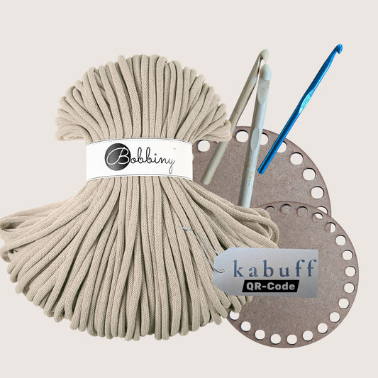 DIY Häkelset mit Jumbo Garn – Korbset Beige