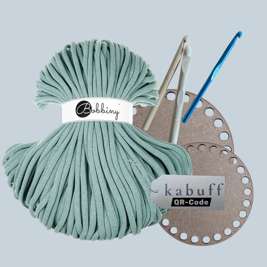 DIY Häkelset mit Jumbo Garn – Korbset Duck Egg Blue