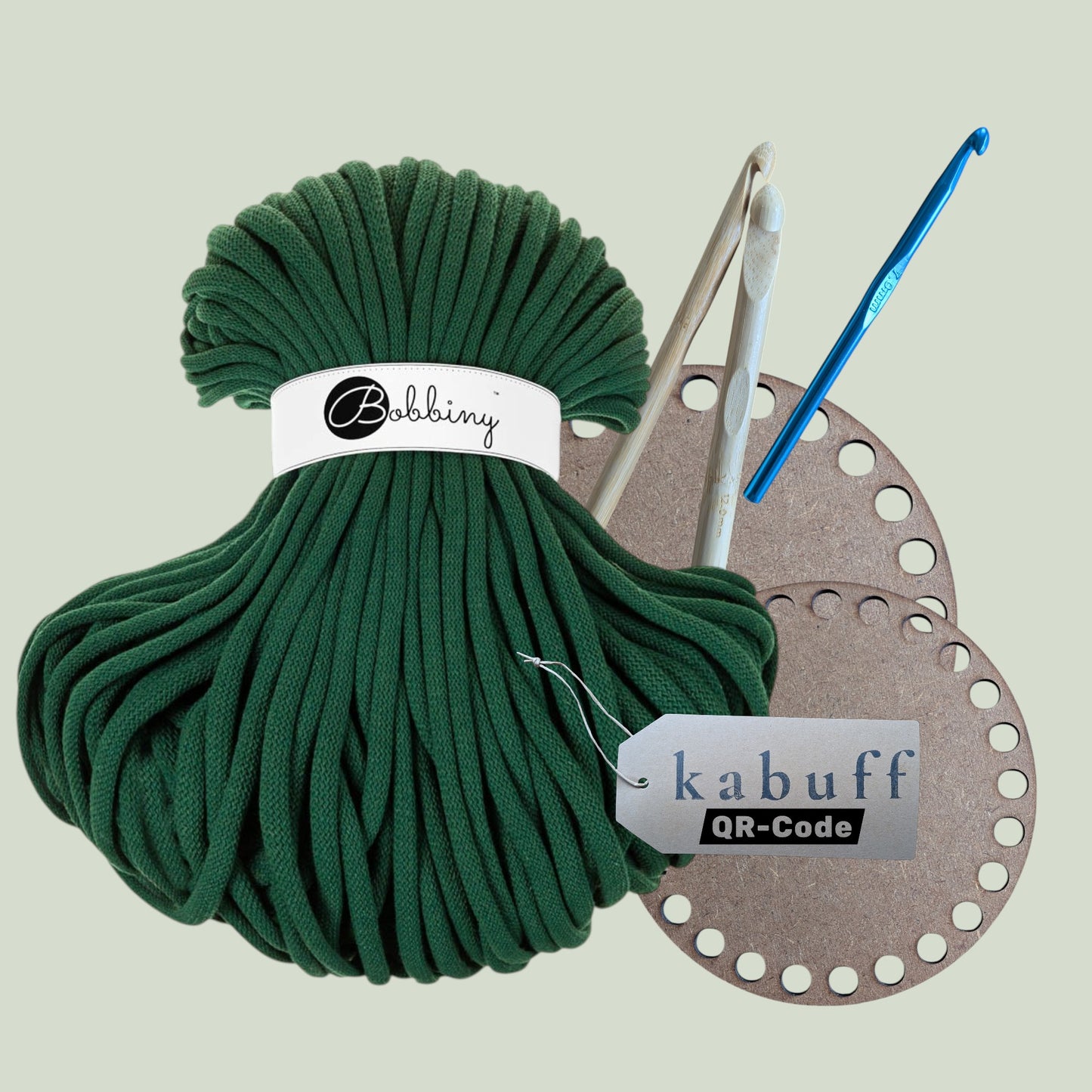 DIY Häkelset mit Jumbo Garn – Korbset Pine Green