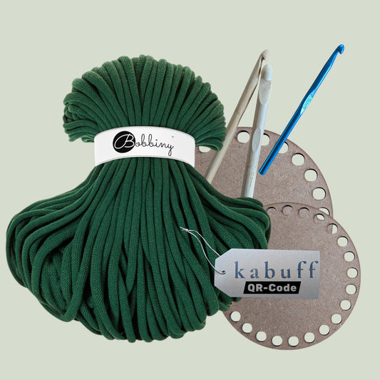 DIY Häkelset mit Jumbo Garn – Korbset Pine Green