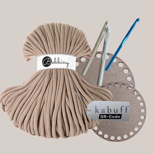 DIY Häkelset mit Jumbo Garn – Korbset Sand