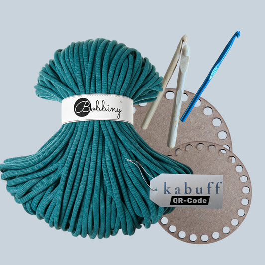 DIY Häkelset mit Jumbo Garn – Korbset Teal