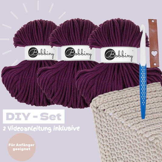 DIY Teppich Häkelset – Aubergine | Teppich selber häkeln