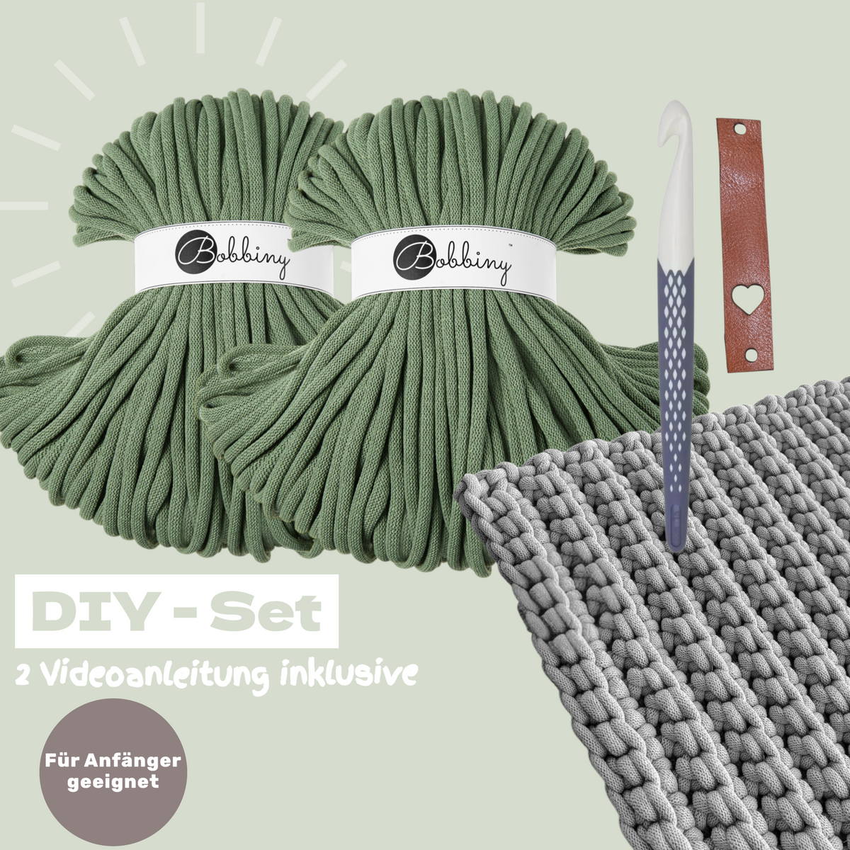 DIY Teppich Häkelset – Eukalyptus Green | Teppich selber häkeln