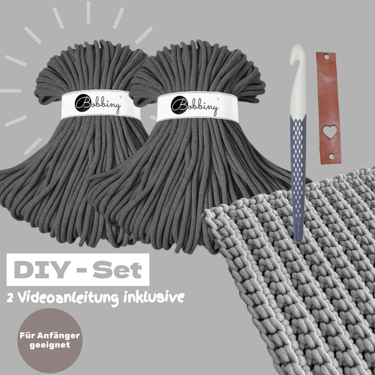 DIY Teppich Häkelset – Charcoal | Teppich selber häkeln