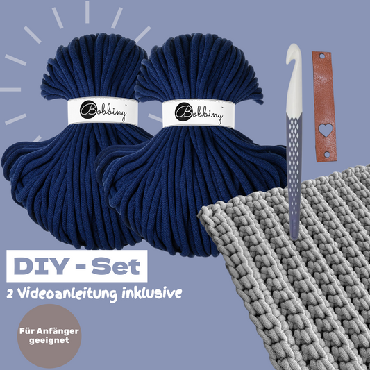 DIY Teppich Häkelset – Ink Blue | Teppich selber häkeln