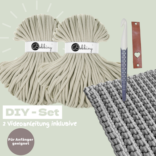 DIY Teppich Häkelset – Pale Olive | Teppich selber häkeln