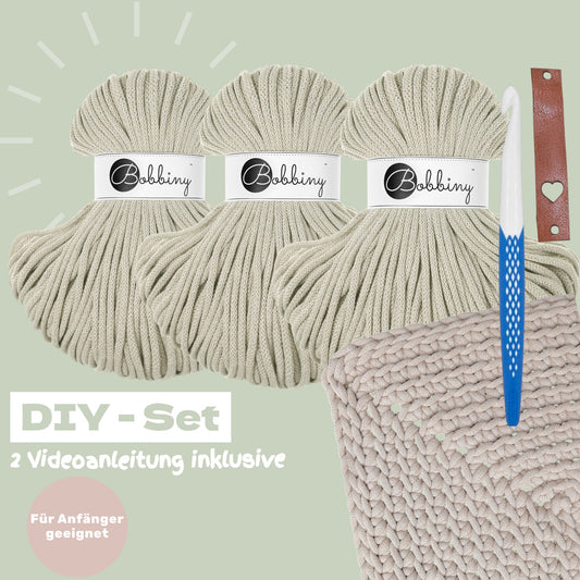 DIY Teppich Häkelset – Pale Olive | Teppich selber häkeln