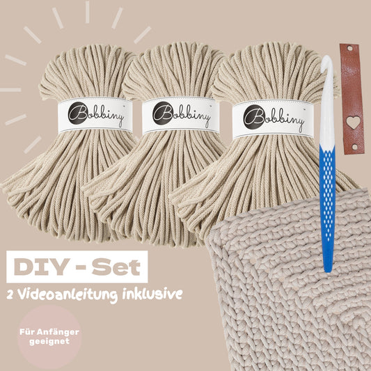DIY Teppich Häkelset – Beige | Teppich selber häkeln