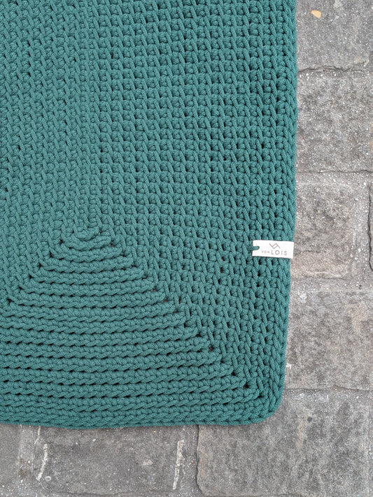 Teppich aus recycelter Baumwolle Pine green (5mm Garn)