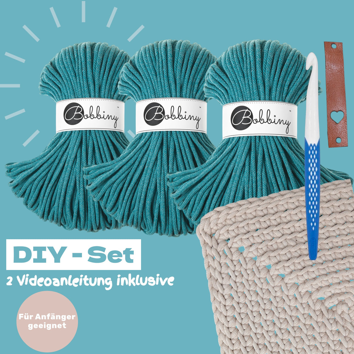 DIY Teppich Häkelset – Teal | Teppich selber häkeln