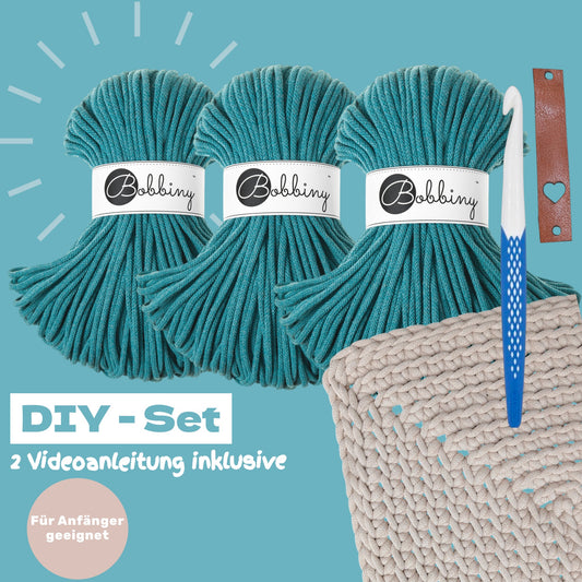 DIY Teppich Häkelset – Teal | Teppich selber häkeln