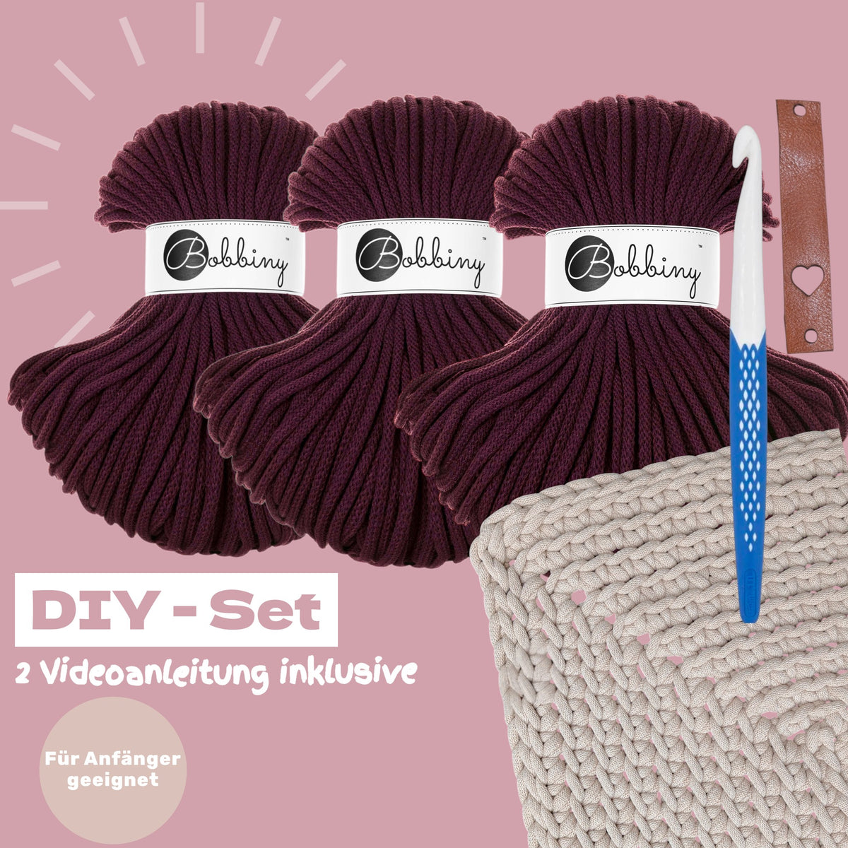 DIY Teppich Häkelset – Burgundy | Teppich selber häkeln