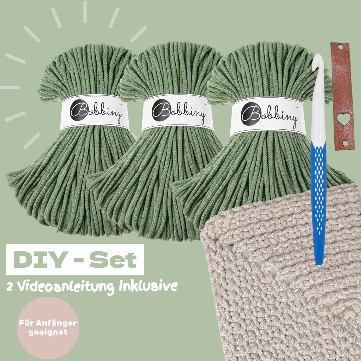 DIY Teppich Häkelset – Eukalyptus Green | Teppich selber häkeln
